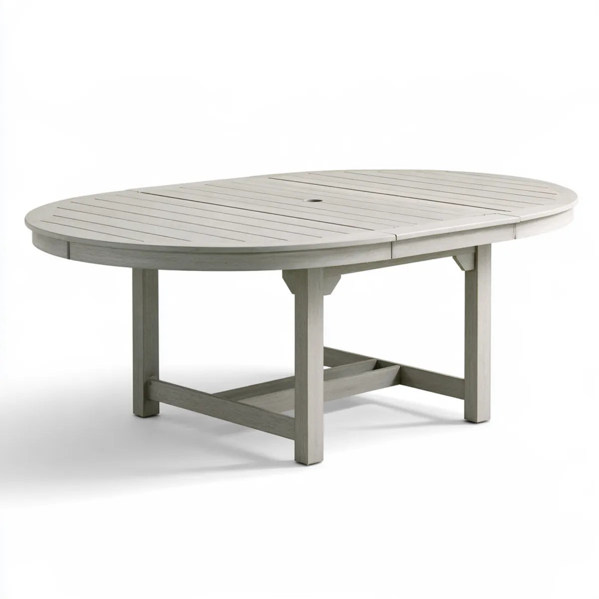 Extendable Outdoor Dining Table, 200-250 x 100 x 75 cm, Gray Solid Acacia Wood Oval Table