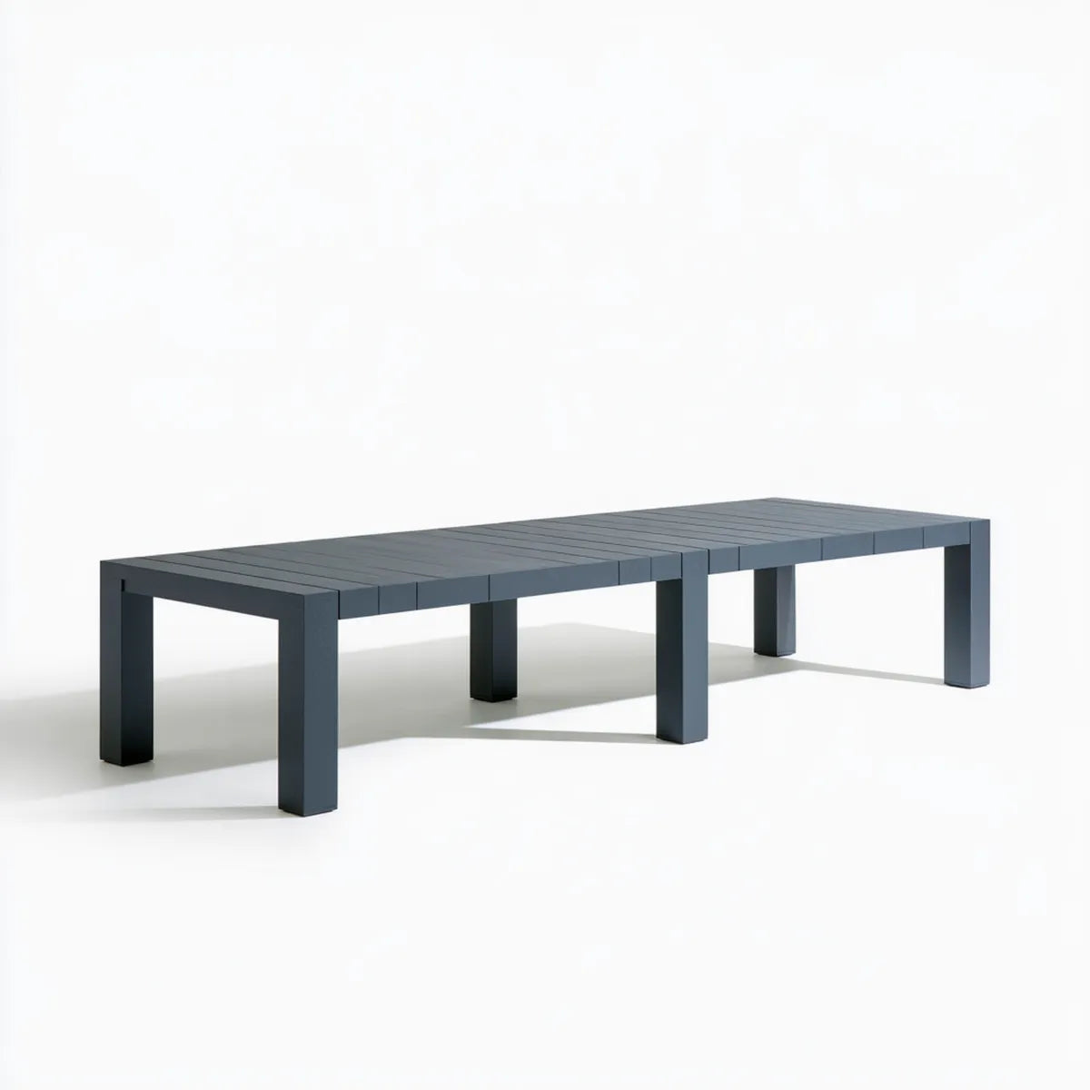 Outdoor Aluminum Dining Table, 240 x 100 x 75 cm, Charcoal Gray Rectangular Slatted Top