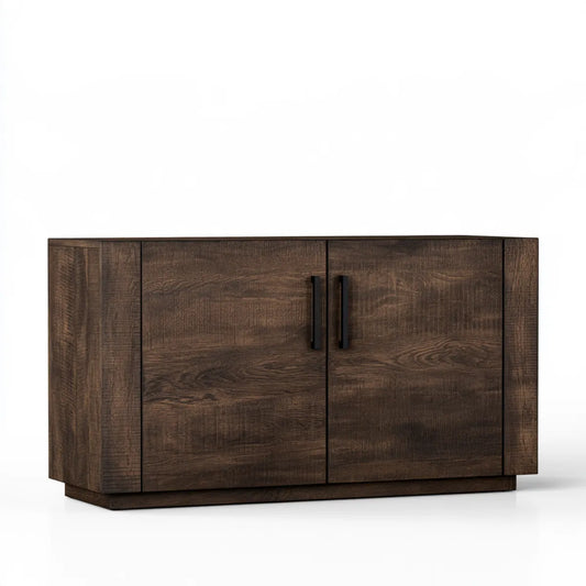 47.2 in Dark Brown Engineered Wood TV Stand Storage Cabinet with 2 Doors, 47.2 x 15.7 x 29.5 in
