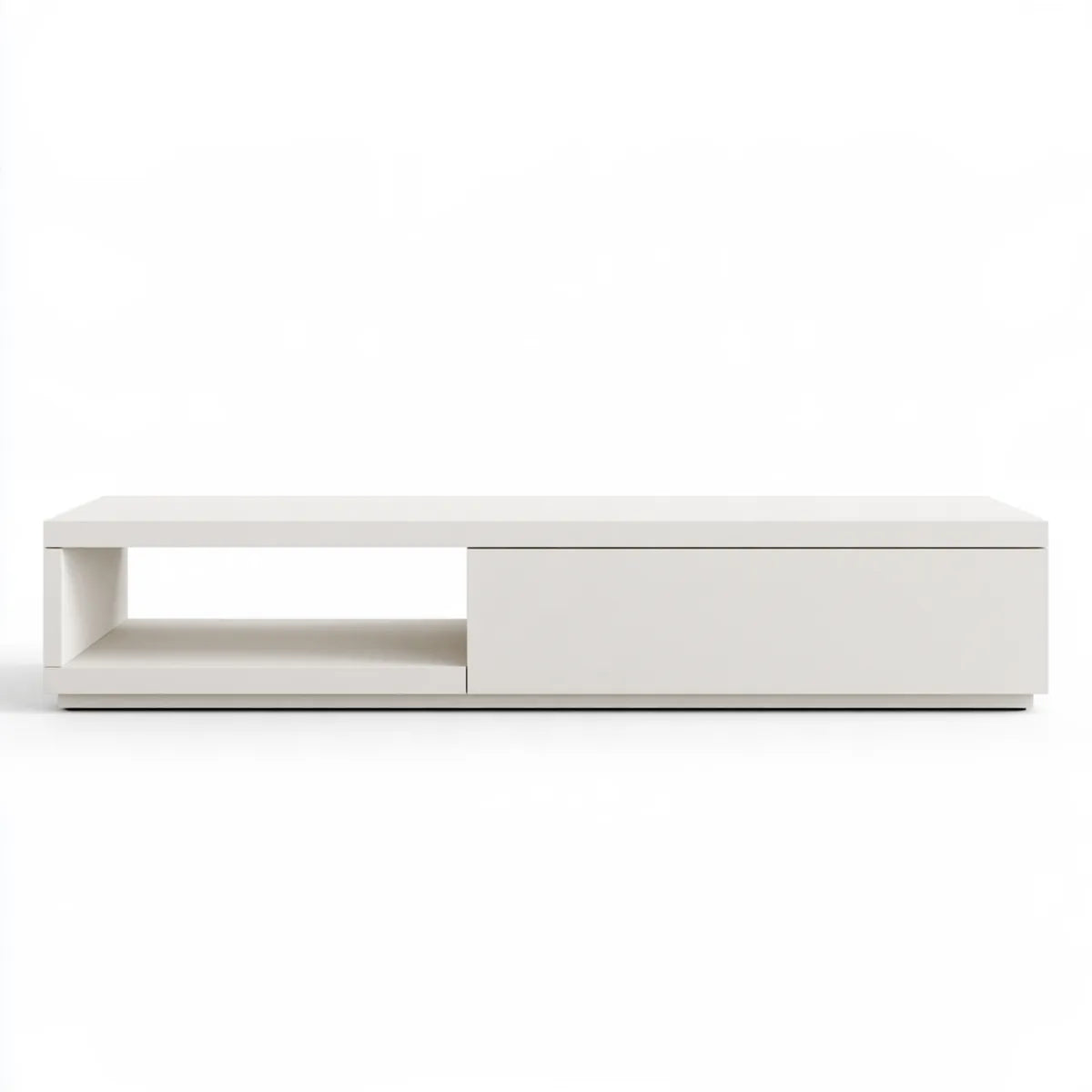 White MDF TV Stand Media Console with Drawer, 70.9 x 15.7 x 15.7 in
