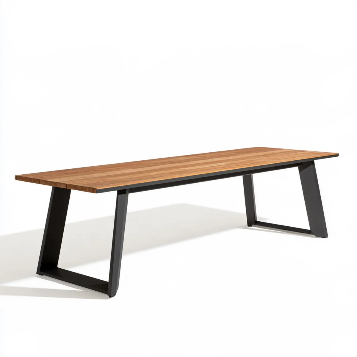 Outdoor Dining Table 200 x 90 x 75 cm Brown Solid Acacia Wood and Black Powder-Coated Steel Rectangular